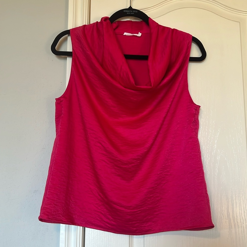 EUC Hot Pink Cowl Neck sleeveless blouse. Size small